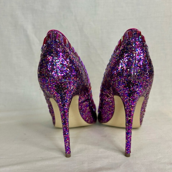 ✨ Steve Madden “Galaxie” Purple Glitter Rhinestone Heels – Size 9M ✨ - Picture 2 of 6